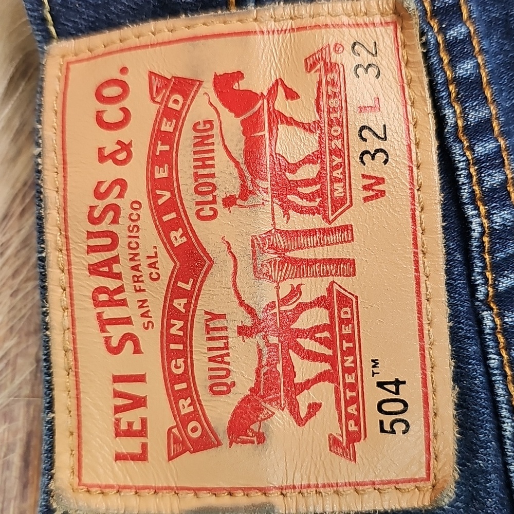 MEN'S LEVI'S 504 REGULAR STRAIGHT FIT DENIM BLUE JEANS - Picture 9 of 15